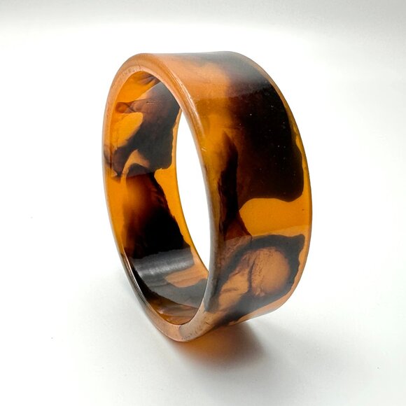Vintage Tortoiseshell Bangle Set — Size 7 1/2 — Fab Lucite & Acrylic Stack — EUC - Picture 5 of 8